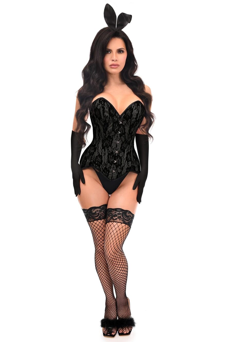 7832 Top Drawer 4 PC Premium Black Bunny Corset Costume 4X